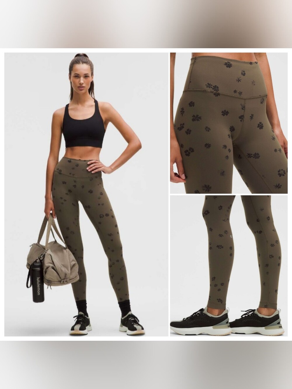 NWOT lululemon | Wunder Train High Rise Leggings Floral Breeze Olive Brown Black